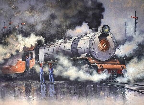Nostalgia on Canvas: Kishore Pratim Biswas Revives the Golden Era of Indian Steam Locomotives