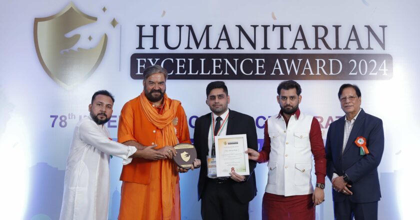 Advocate Vishrut Relan, Founder of Relan’s Legal Honoured with National Humanitarian Excellence Award on the occasion of 78th Independence Day and World Humanitarian Day.