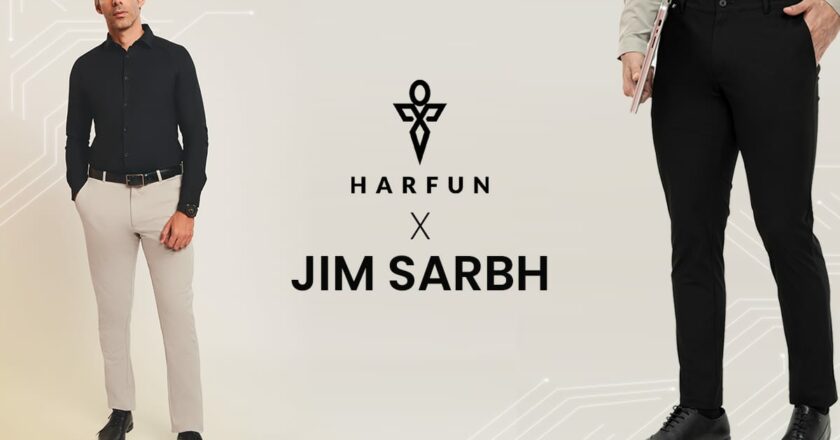 HARFUN AND JIM SARBH SEEN TIME TRAVELLING WITH THE 2035 WORKDAY PANTS