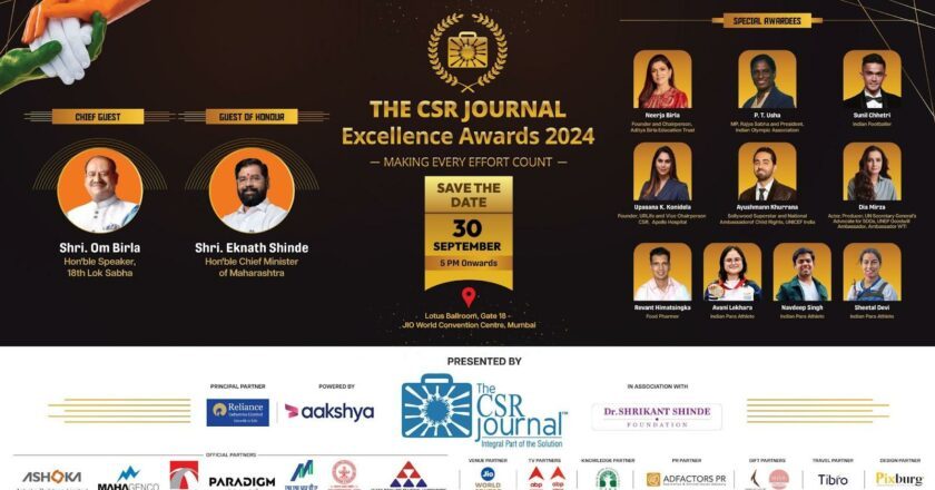 7th Edition of The CSR Journal Excellence Awards on 30th September 2024 at Jio World Convention Centre, Mumbai