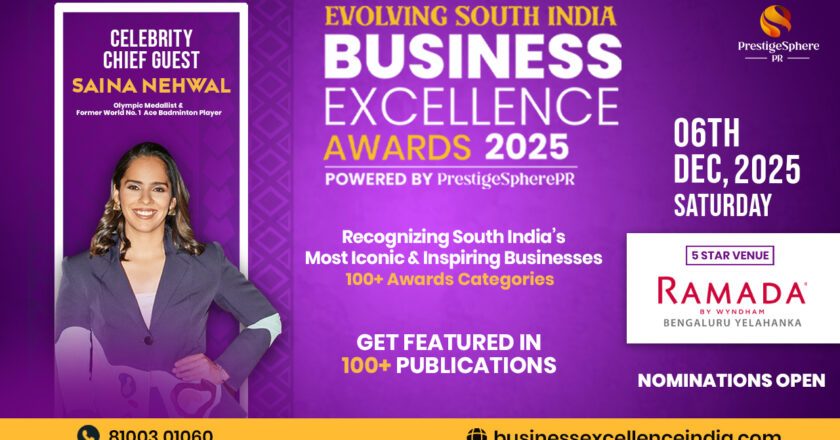 Olympic Medalist Saina Nehwal Honours South India’s Top Entrepreneurs at Evolving South India Business Excellence Award 2025 in Bengaluru
